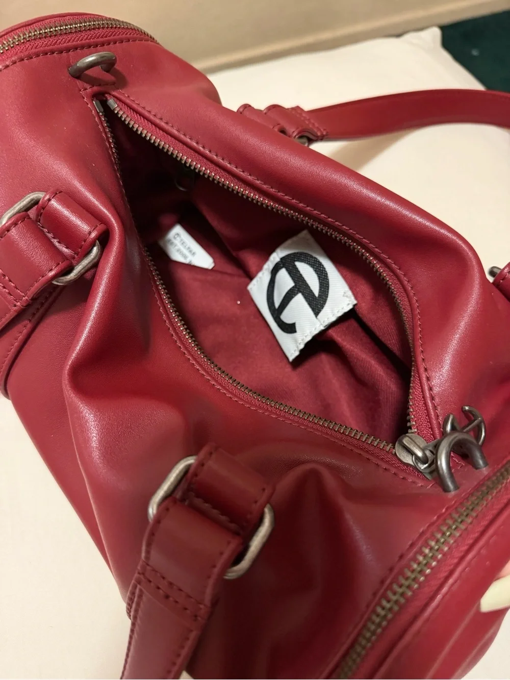 Telfar Cherry Red Barrel Crossbody Bag